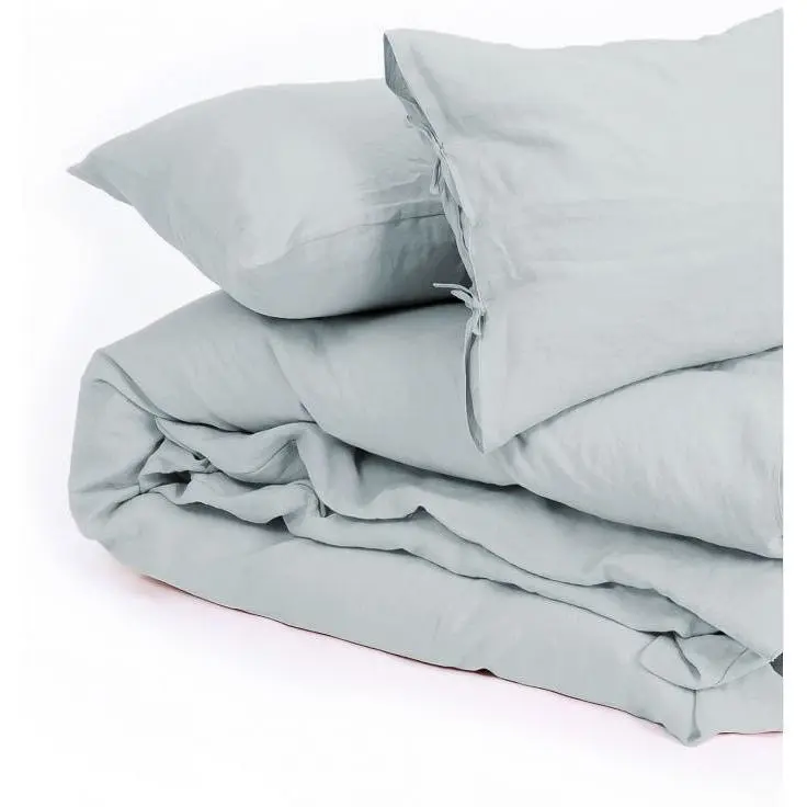 Простирадло на резинці MirSon Linen Caspian Льон 200х100 см сіро-блакитне (2200008248468) - фото 6