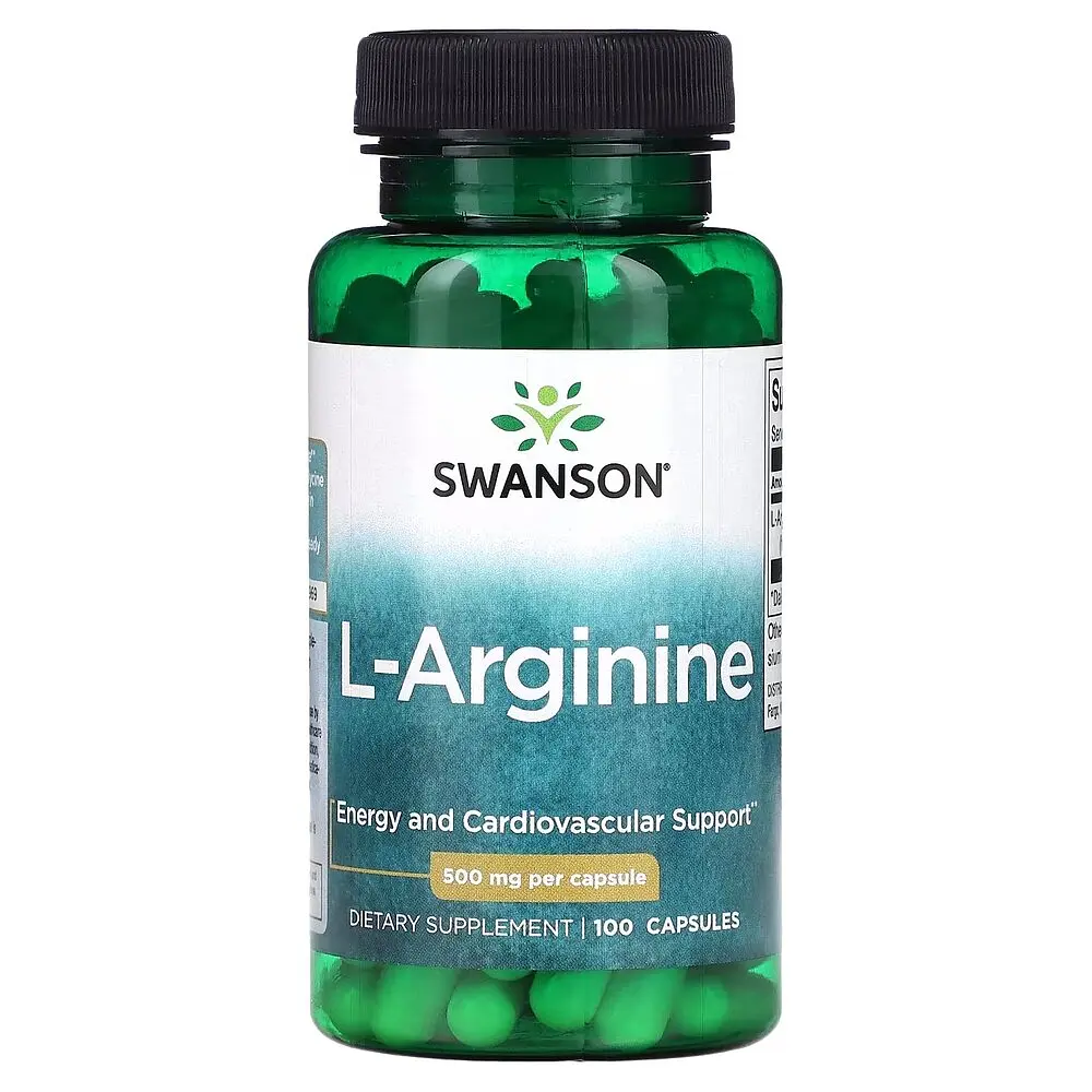 L-аргінін Swanson L-Arginine 500 mg, 100 капсул