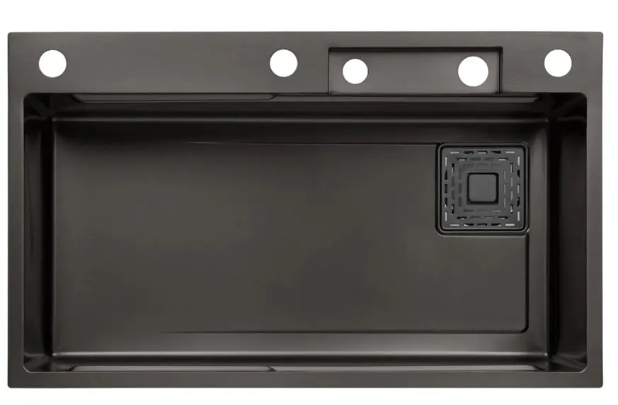 Кухонна мийка Kroner KRP Schwarze - SET7545HM PVD (3.0/0.8 мм) (CV033382) - фото 2