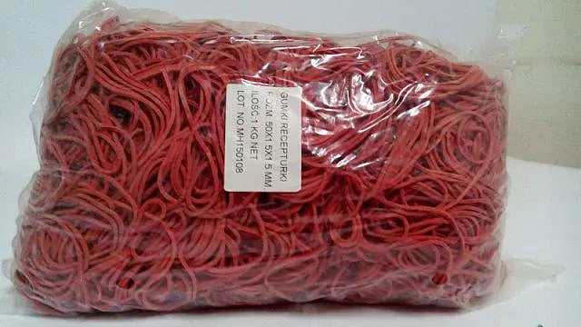 Банківські гумки, Plast, №50, червоні, 1,5 мм, діаметр 50 мм, 1 кг, для фіксації грошей і касової роботи