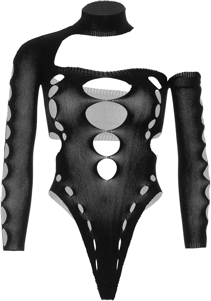 Безшовне боді на одне плече Leg Avenue Seamless thong back bodysuit, One Size, чорне - фото 3