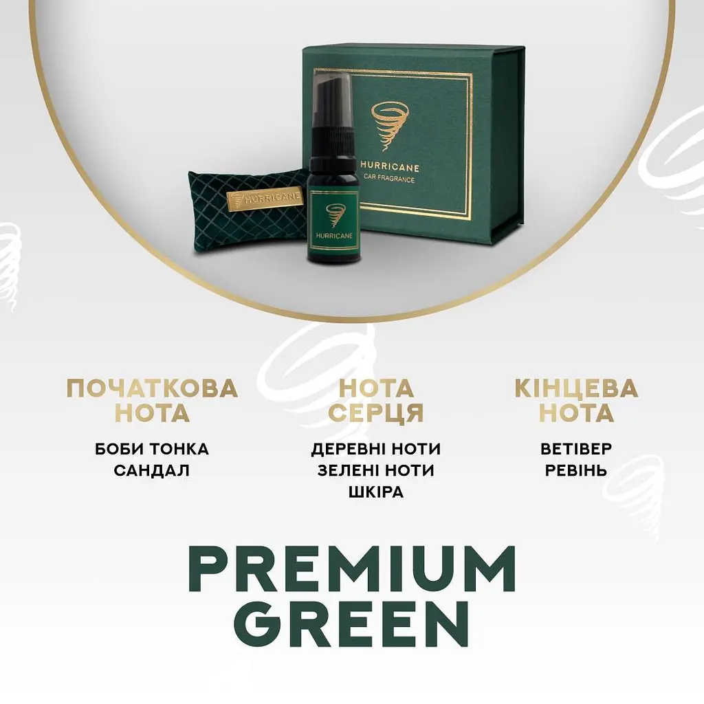Ароматизатор автомобільний Hurricane Green Premium (У комплекті Спрей) - фото 2