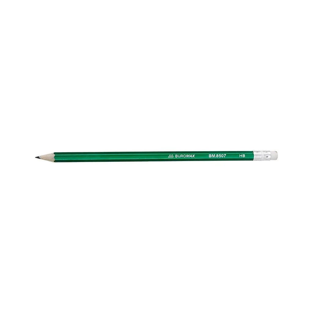 Олівець графітний Buromax НВ, with eraser, Metallic, assorted colors, tube (BM.8507) - фото 3