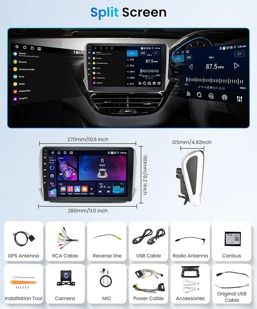 Автомагнітола Rimoody Android 4/64GB 10.1" для Peugeot 208/2008 - фото 2