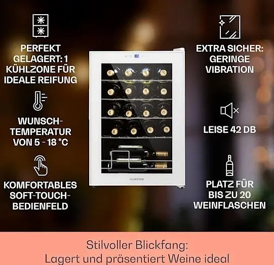 Винный холодильник Klarstein Shiraz 20 Slim Uno 53л (10040216) - фото 3