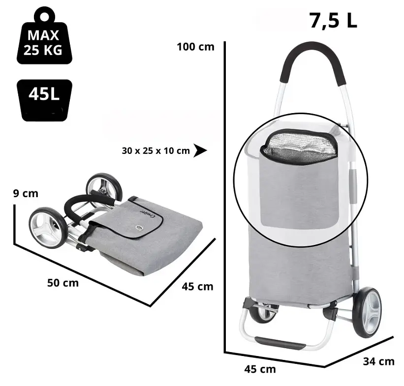 Сумка-візок ShoppingCruiser Foldable 45 Grey (604360) - фото 3