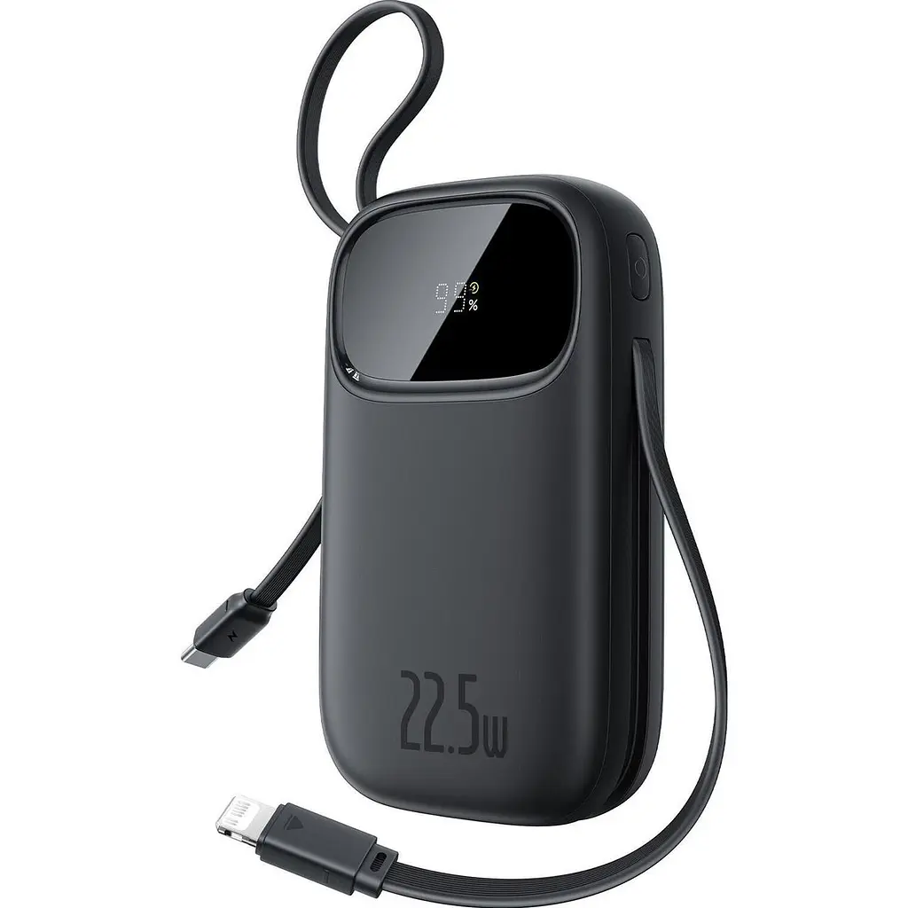 Зовнішній акумулятор із 2 вбудованими кабелями Baseus Qpow 3 20000mah 22.5w C + L чорний - фото 2