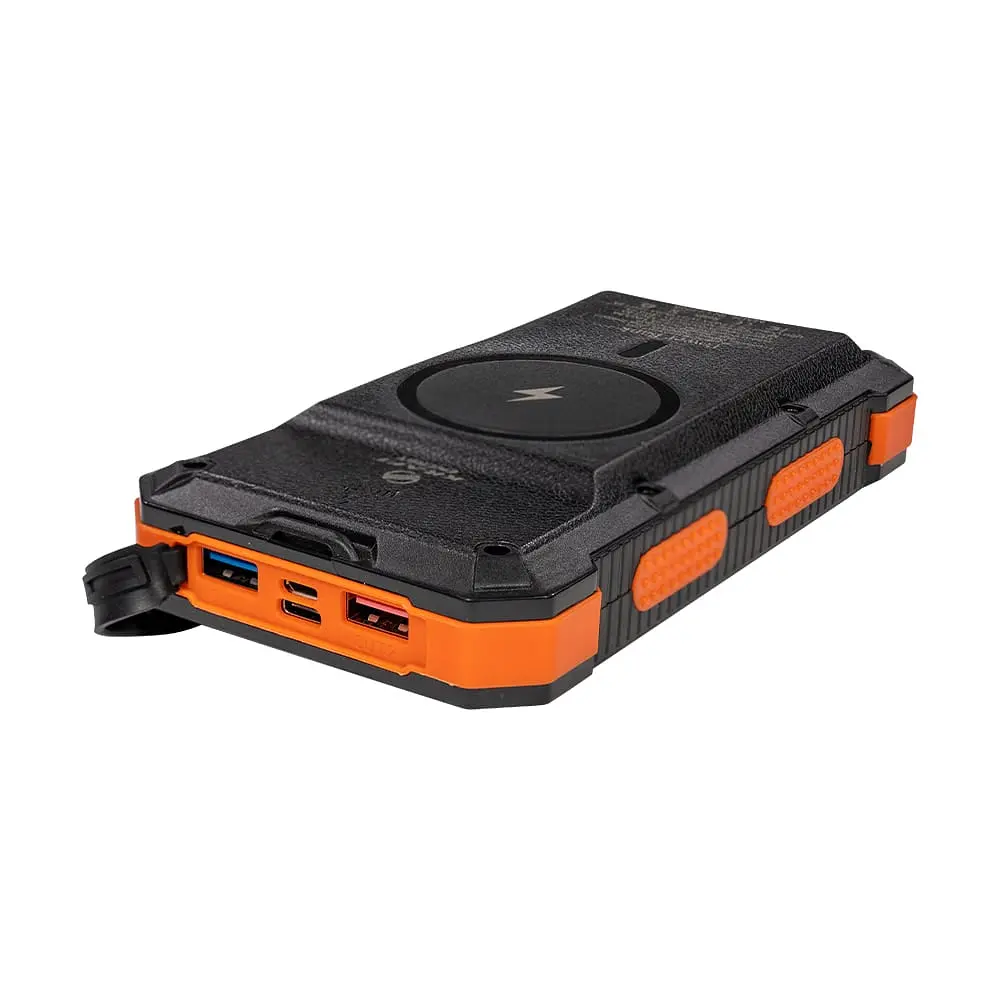 Повербанк с солнечной панелью 20000mAh Power Bank Kraft KPB-U2230WFCSL Orange беспроводная зарядка LED-фонарь (43-00064) - фото 4