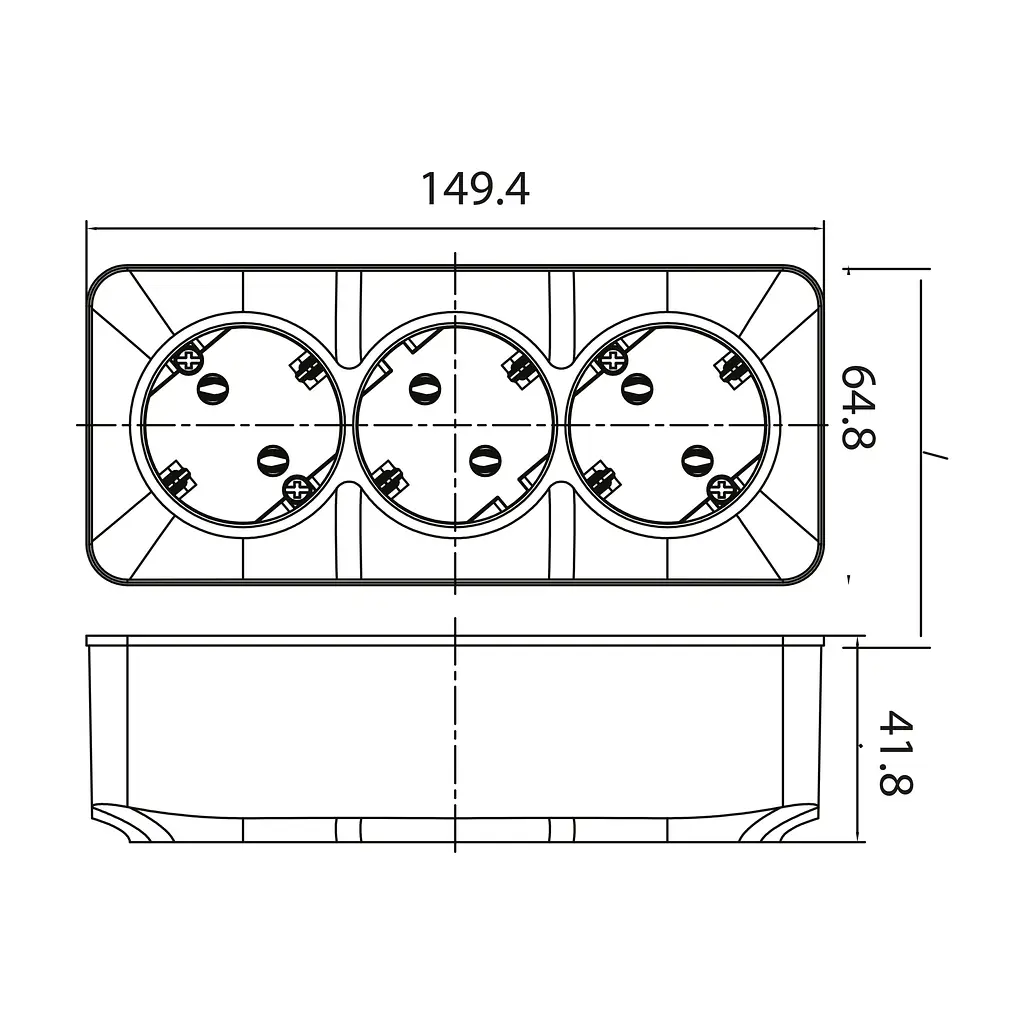 Розетка Horoz Electric Power max-3 Eva, потрійна накладна з з/к, біла - фото 2