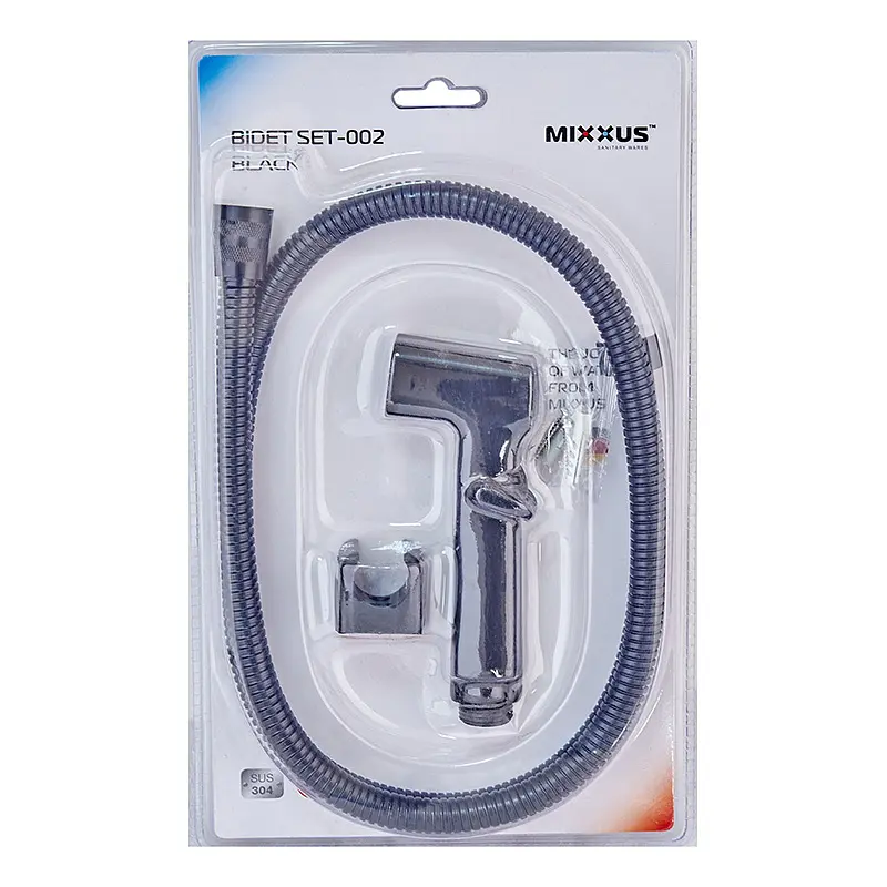 Гігієнічний гарнітур Mixxus Bidet SET-002 120 см black LE2776, Чорний матовий - фото 2