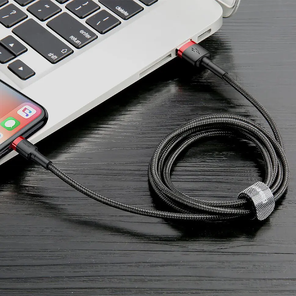 Кабель Baseus Cafule Cable USB for Lightning 2м Black/Red (CALKLF-C19) [73376] - фото 7
