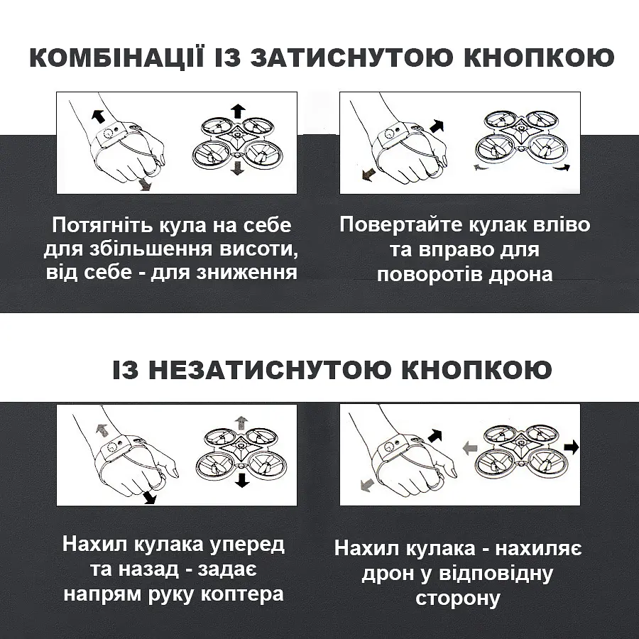 Интерактивный детский дрон с управлением рукой и яркой подсветкой UFT HandCopter Yellow - фото 4