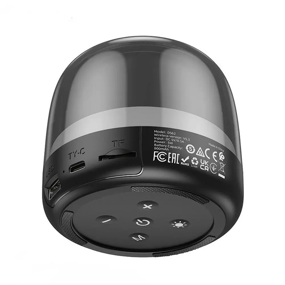 Портативна bluetooth колонка Hoco DS62 з LED підсвічуванням чорний - фото 6