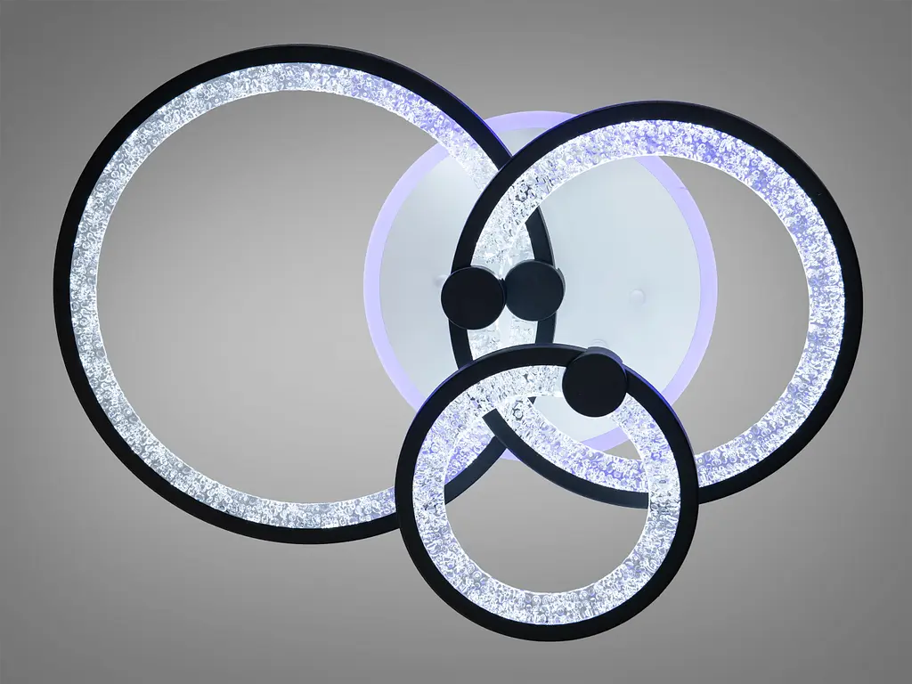 LED люстра с пультом, диммером и цветной подсветкой, 70W, черная - фото 2