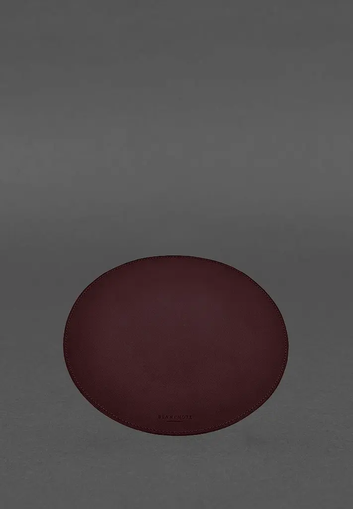 Круглый коврик для мышки из натуральной кожи бордовый краст - фото 3