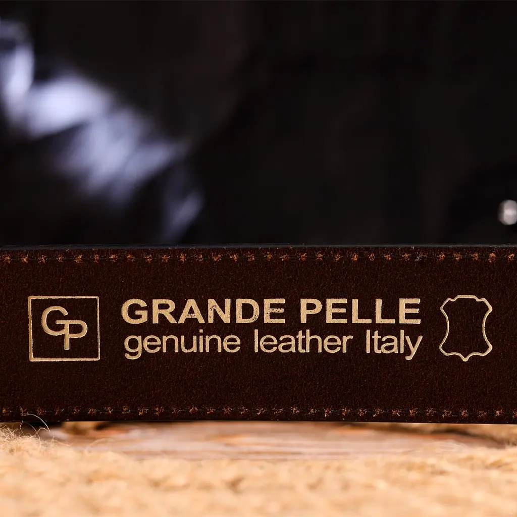 Красивий чоловічий ремінь із натуральної шкіри Grande Pelle 21460 коричневий 120 см - фото 9