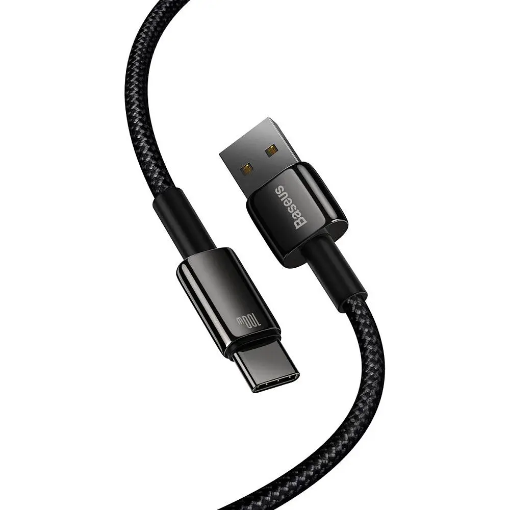 Кабель Baseus Tungsten Gold USB-A to USB-C 2m Black (CAWJ000101) [106123] - фото 5
