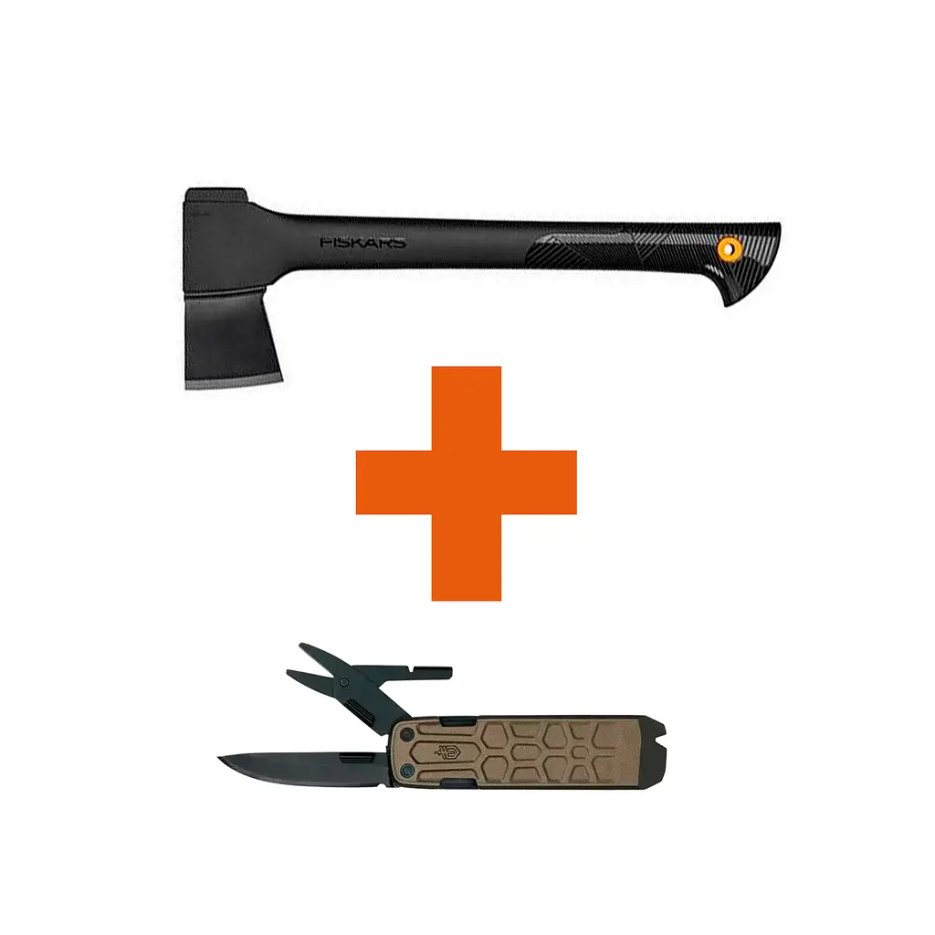 Комплект Fiskars: Сокира Solid A10 + Мультитул Gerber Lockdown Slim 16L