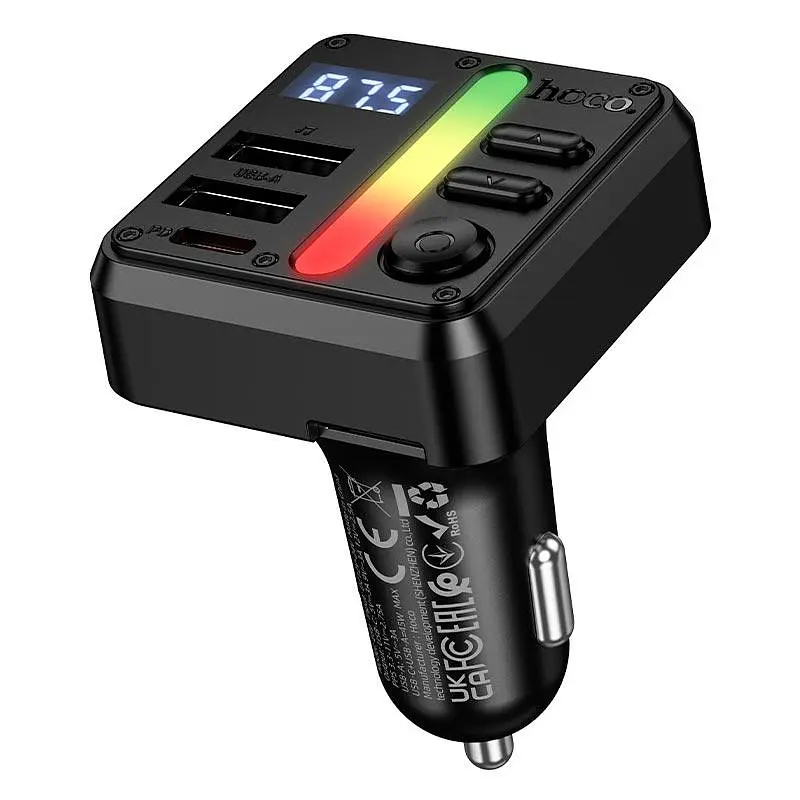 Автомобільний адаптер HOCO Libre car BT FM transmitter E89 | 2USB/1Type-C, 45W/3A, PD/QC|