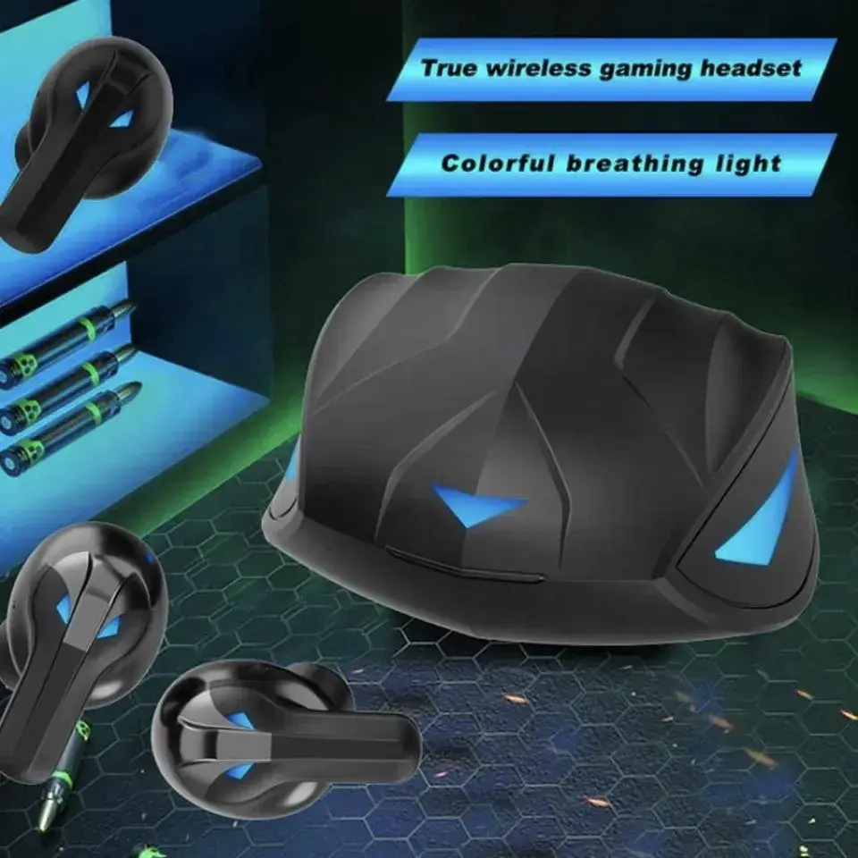 Беспроводные игровые Bluetooth наушники TWS K53 с зарядным кейсом и индикатором заряда Чёрный - фото 7