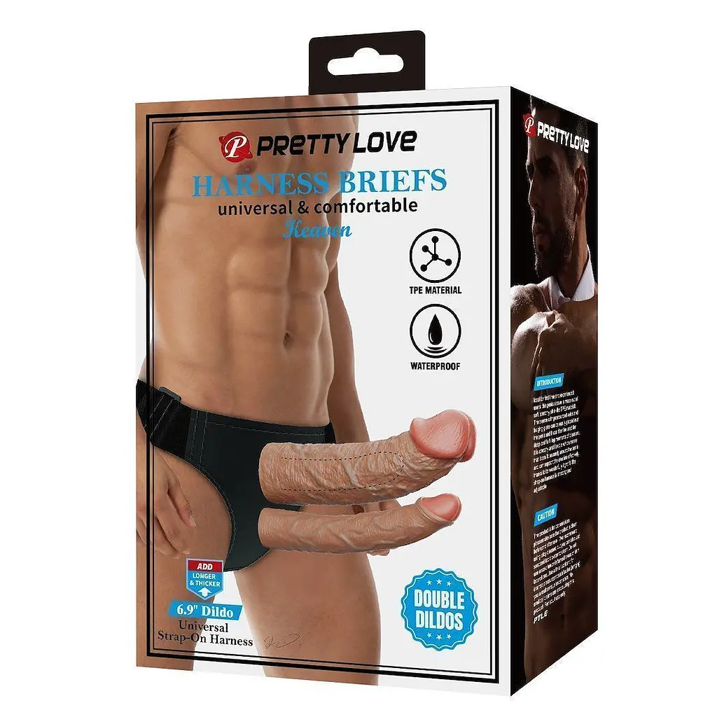 Страпон Pretty Love Harness Briefs Keaven, 17.5 см (коричневий) - фото 8