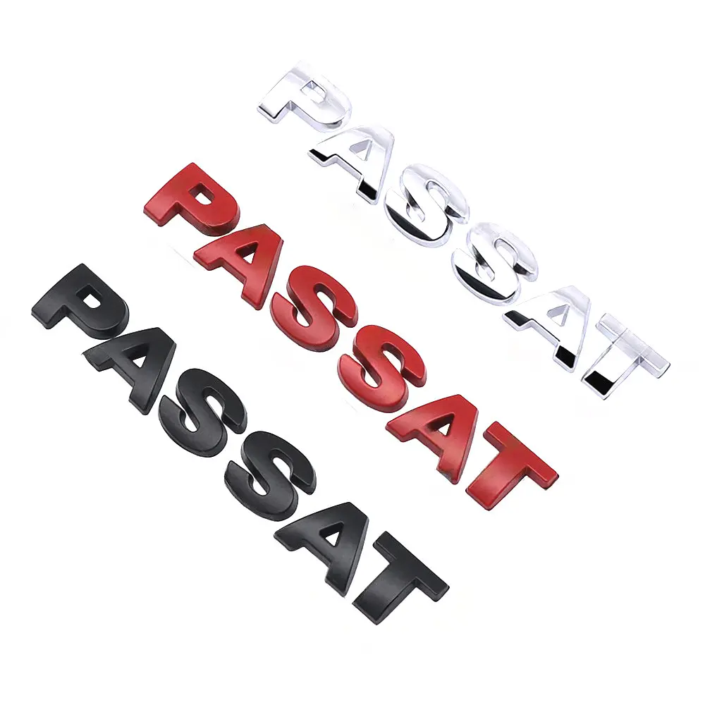 Емблема напис Passat метал (прямі літери) 115х16 мм Червона на скотчі 17803 - фото 3