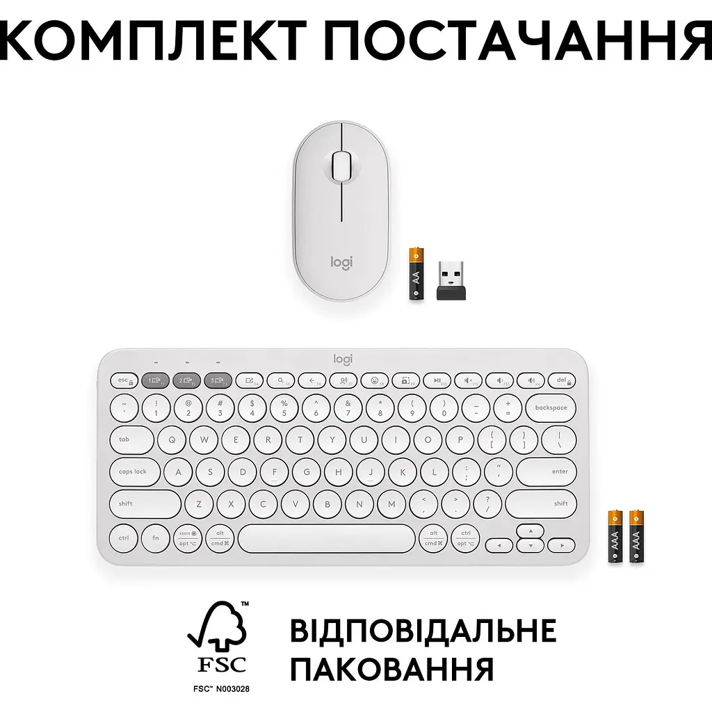 Комплект (клавіатура + миша) Logitech Pebble 2 Combo White (920-012240) UA [141509] - фото 15