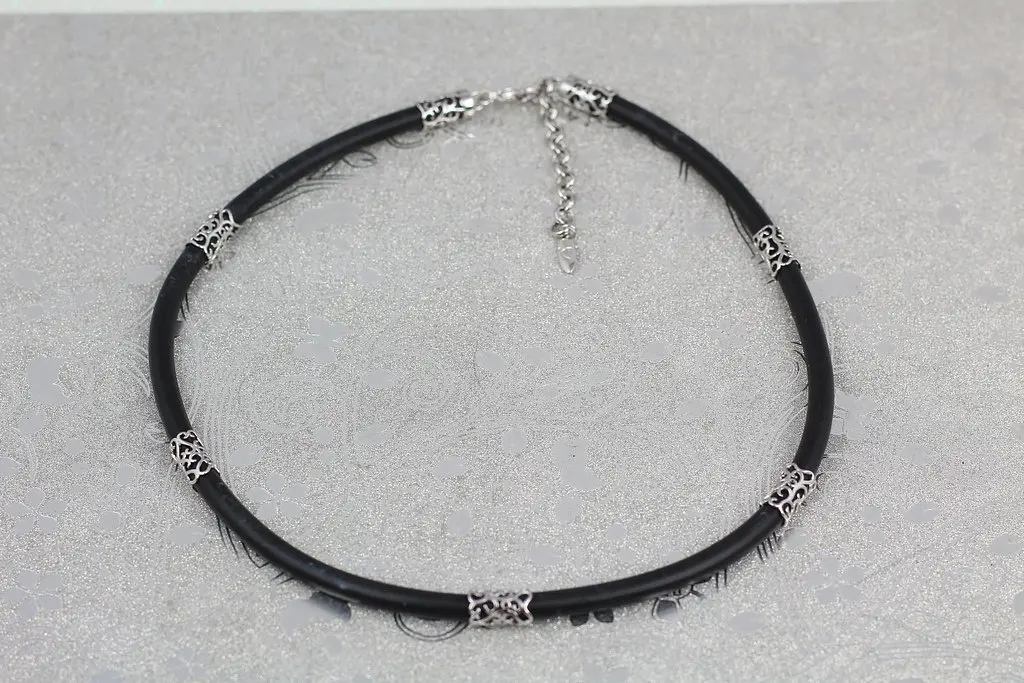 Каучук Xuping Jewelry 42 см 5 мм додатковий ланцюжок 6 см з срібними вставками