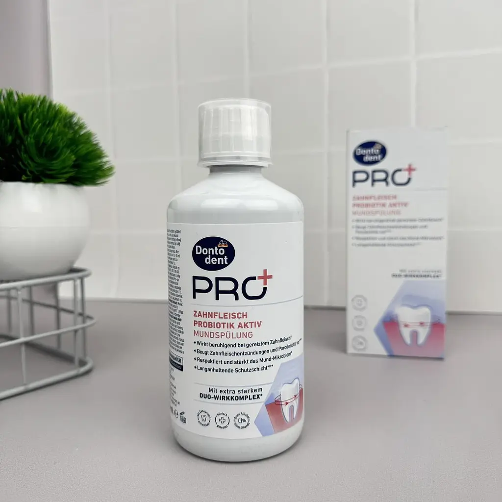 Ополіскувач для ротової порожнини Dontodent PRO+ Zahnfleisch Probiotik Aktiv догляд за яснами з пробіотиком Німеччина 500 мл - фото 3