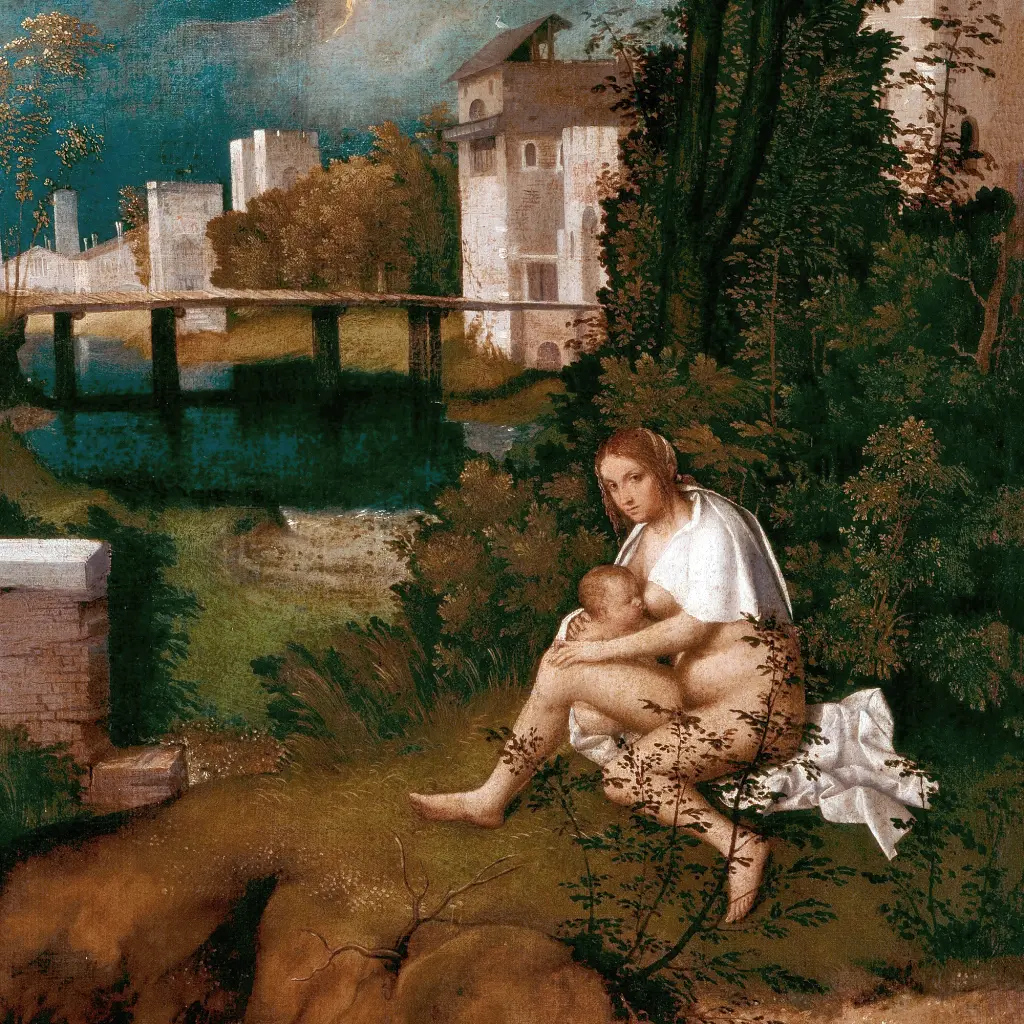 Інтер'єрна картина Буря, Джорджоне, Giorgione, The Tempest, інтер'єрний декор, 60×60 см (id6973) - фото 5