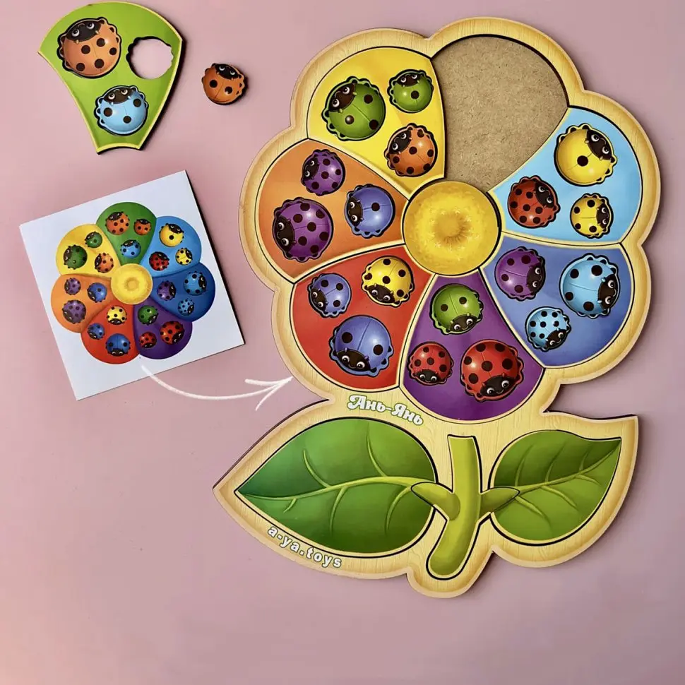 Настольная развивающая игра Цветок-семицветок-2 Ubumblebees (ПСФ039) PSF039 сортер с карточками - фото 2