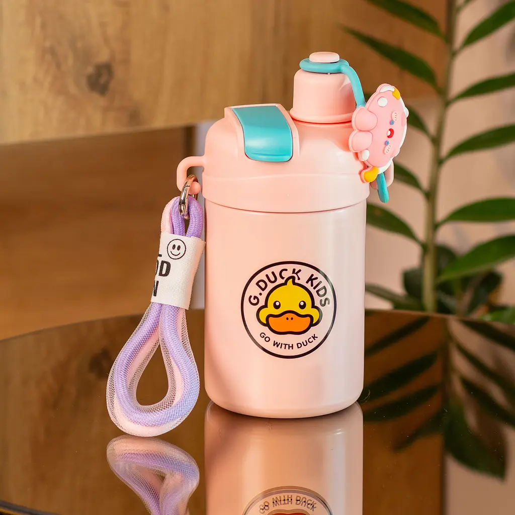 Термос дитячий Happy Life G.Duck HP18309P з трубочкою та гвинтовою кришкою 460 мл, рожевий - фото 6