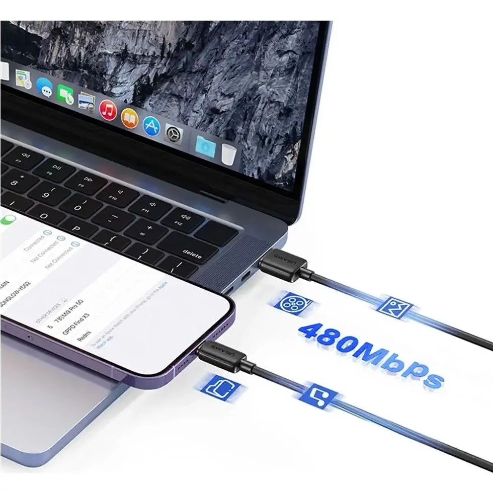 Кабель Usams US-SJ689 USB-A to Lightning 2.4A 1m Black [SJ689USB01] [138996] - фото 6
