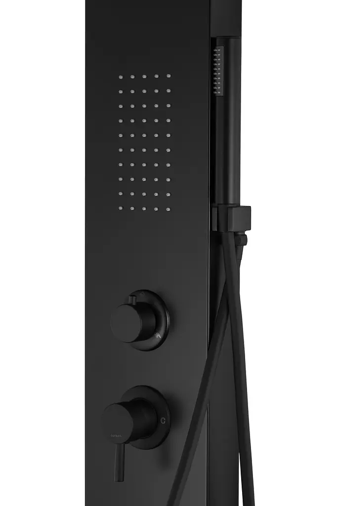 Душова панель Corsan Alto black LED з виливом та термостатом A017TBLLEDW, Чорний матовий - фото 3