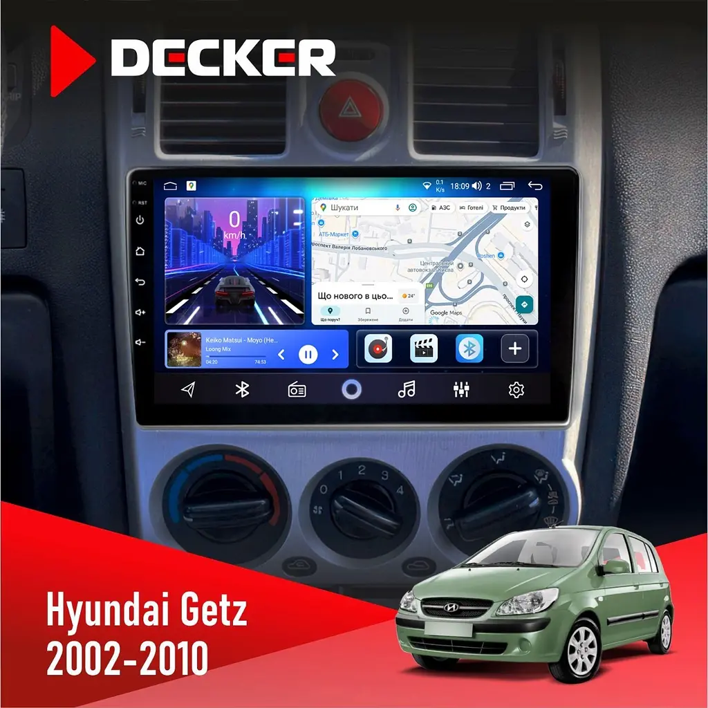 Штатна магнітола Hyundai Getz 2002-2010 Decker D9-006 4x64, 4G Decker (НФ-00003580)