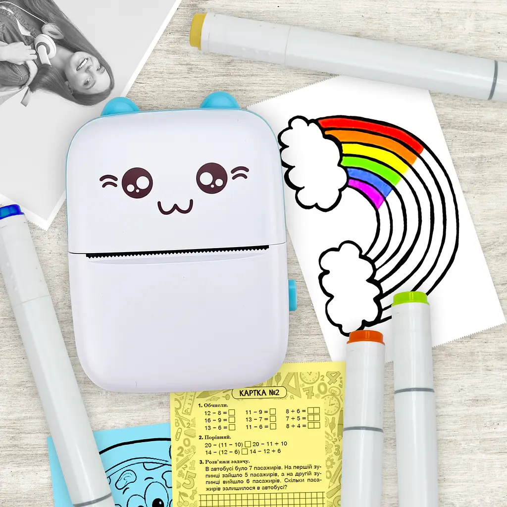 Портативний термопринтер JETIX Mini printer Blue - фото 3