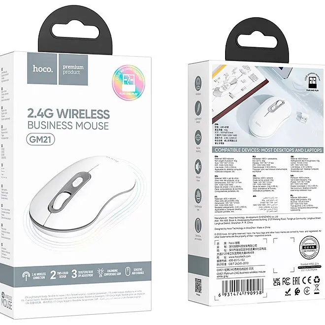 Миша Hoco GM21 Platinum Wireless White [93365] - фото 5