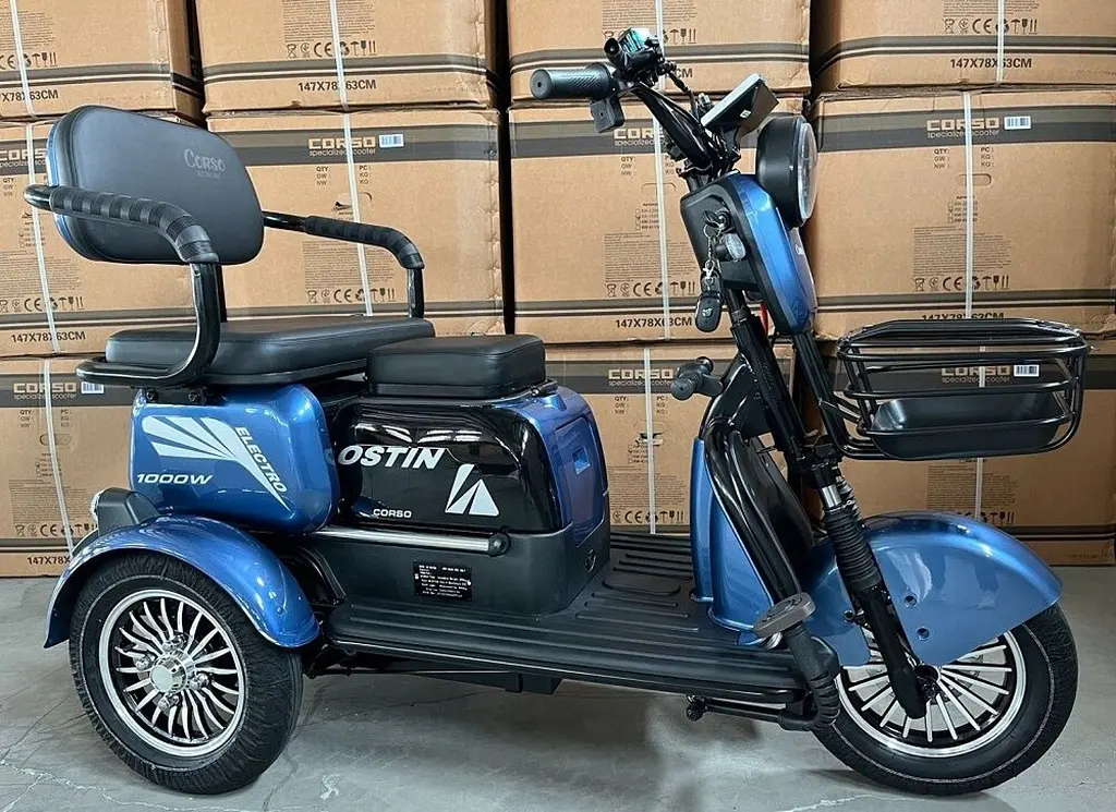 Електричний Трицикл Corso Ostin (1000W, 72V, 23Ah) + 1 Ящик Акумулятор, Гідравличні гальма Електробайк Скутер Коричневий - фото 6