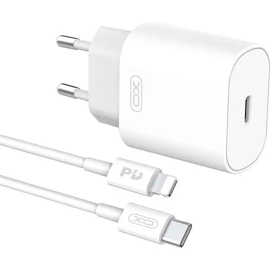 Сетевое зарядное устройство XO L91 25W TYPE-C fast charger + Lightning cable White - фото 3