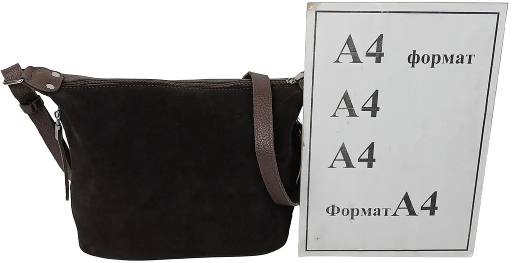 Жіноча сумка з натуральної шкіри та замші Borsacomoda темно-коричнева (809.037.06) - фото 10