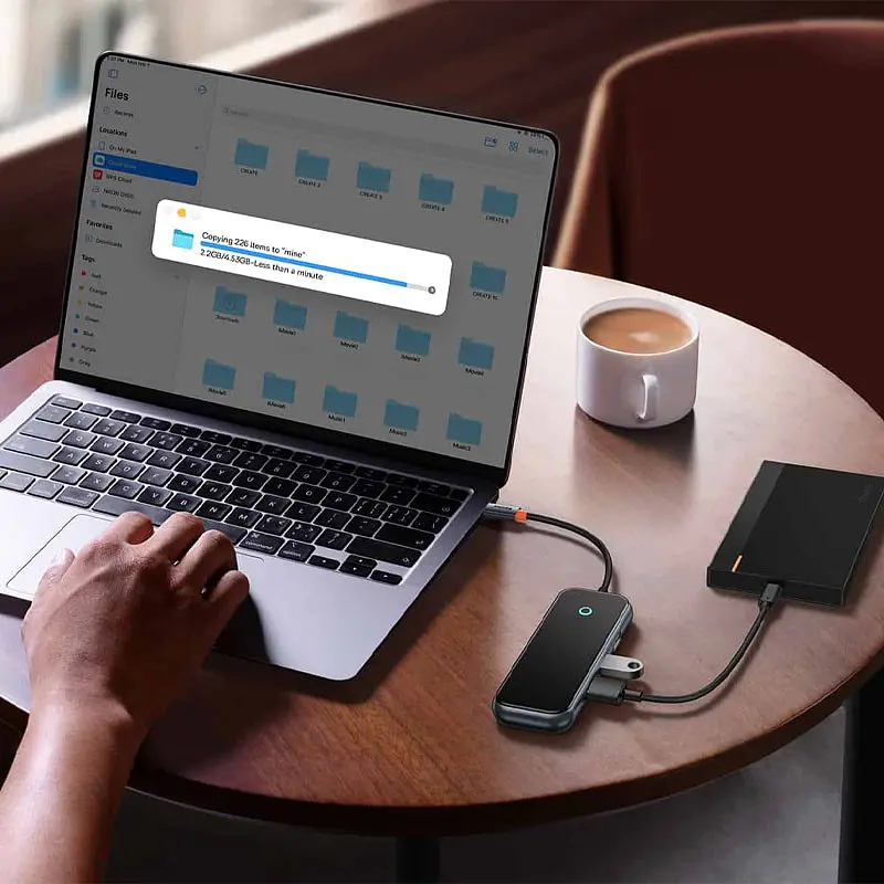 Перехідник Baseus Hub AcmeJoy 5-Port Type-C (HDMI*1+USB3.0*2+USB2.0*1+Type-C PDData*1) (WKJZ) Dark Gray - фото 4