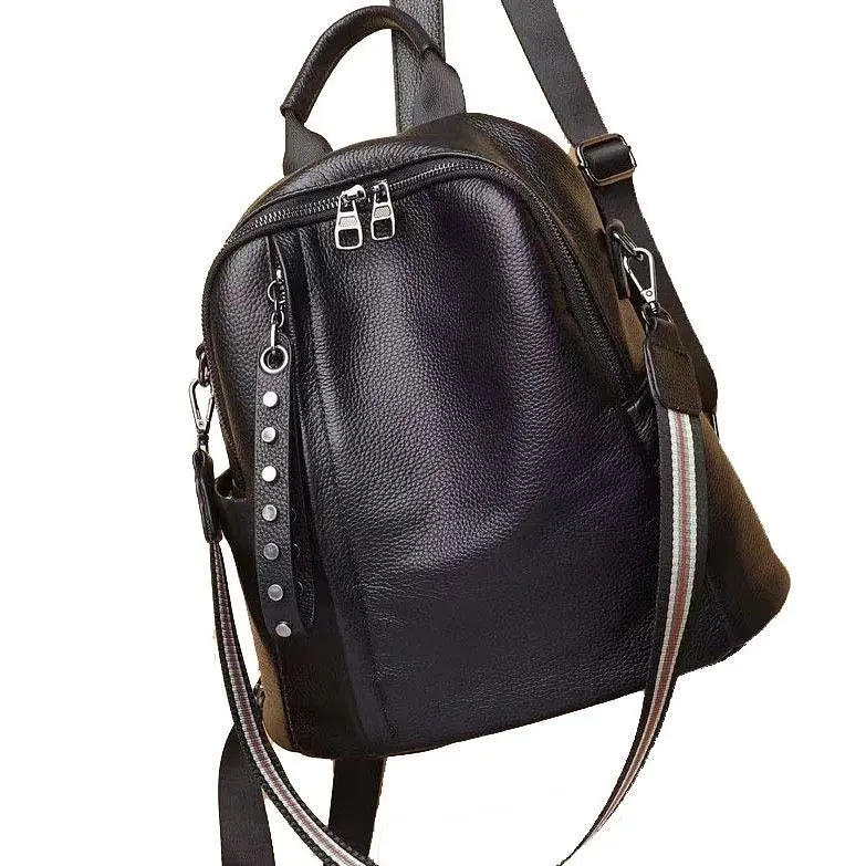 Шкіряний класичний жіночий рюкзак чорний 94083 Tiding Bag - фото 2