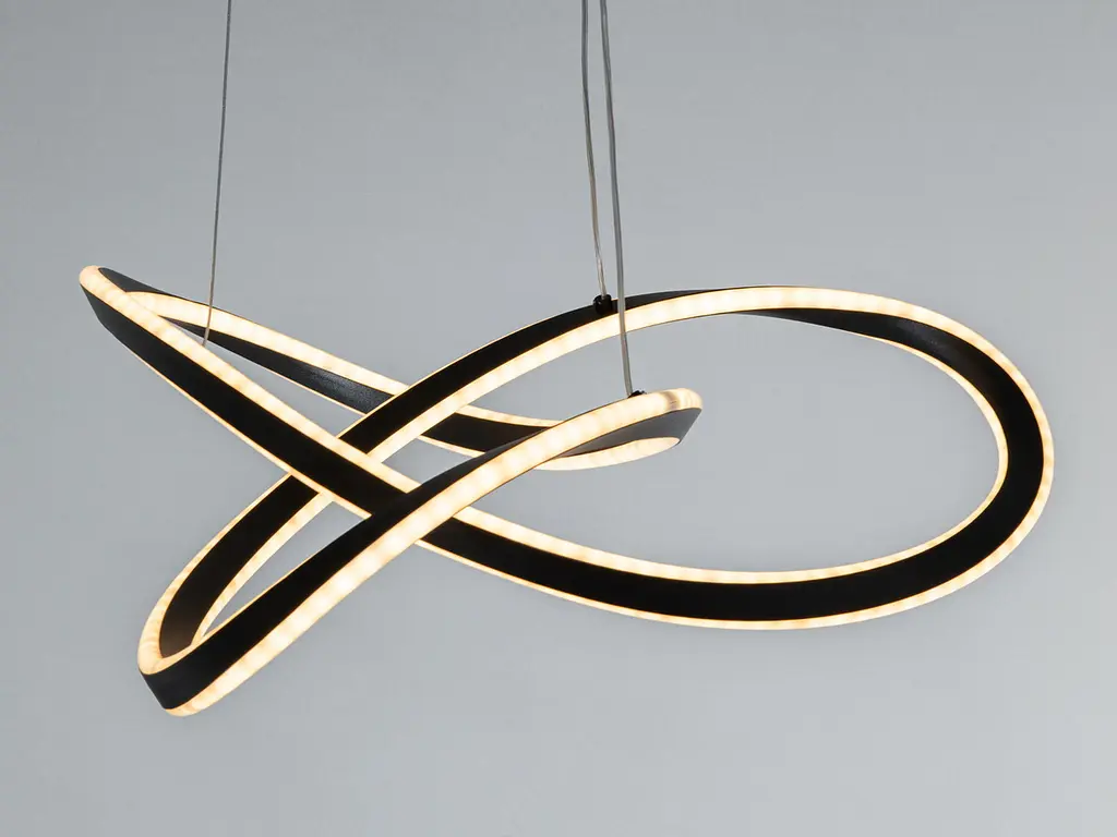 Сучасна підвісна LED-люстра для вітальні Diasha MX78096/1BK, чорна, 86W, акрилові світлові лінії - фото 2