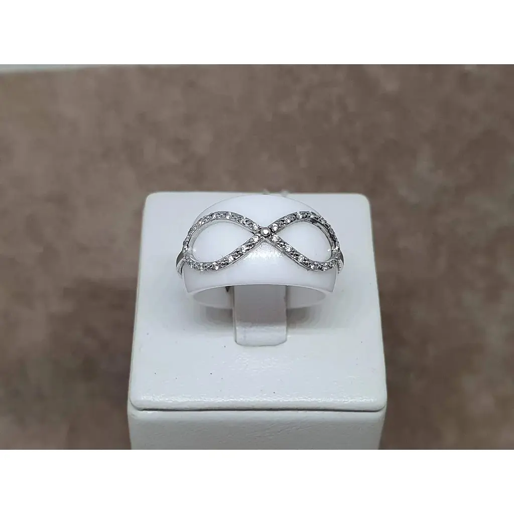 Срібне кільце Aurora з керамікою і фіанітами. С1161Б 18 - фото 4