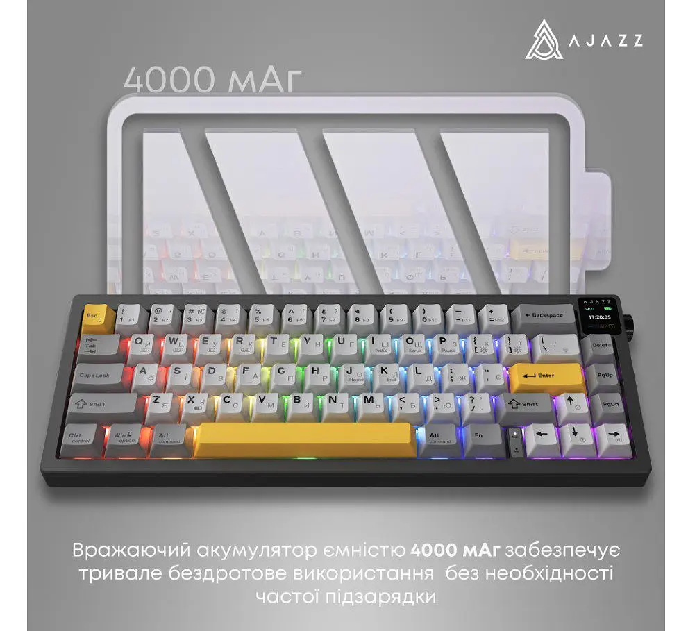 Клавіатура ігрова механічна бездротова Ajazz AK-650B Black RGB Flying Fish Switch Hot-Swap 2.4G/Bluetooth/USB - фото 14