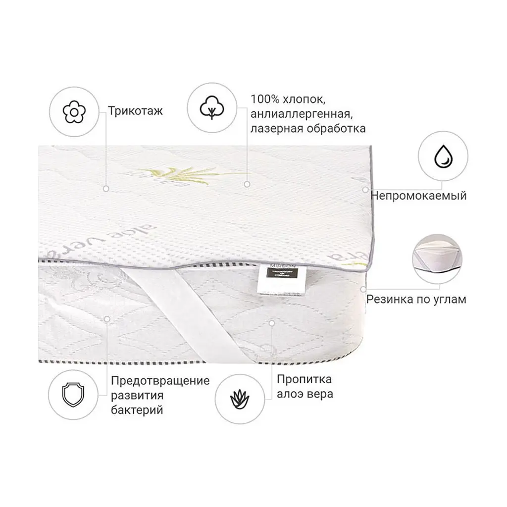 Наматрацник MirSon №1003 Alberto Eco Aloe Vera 120х200 см (2200001490765) - фото 3