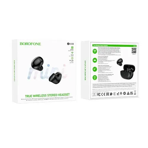 Навушники бездротові Borofone BW39 Enjoy true wireless BT headset TWS чорні - фото 2