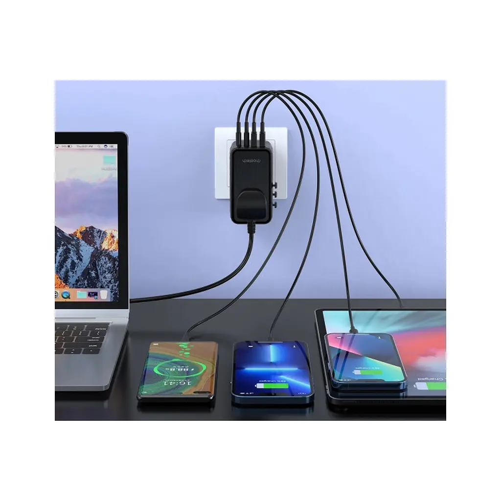 Зарядний пристрій Choetech 4xUSB 100 Вт PD (2xUSB-C + 2xUSB-A), модель Diamond, чорний (PD6028-BK) - фото 5