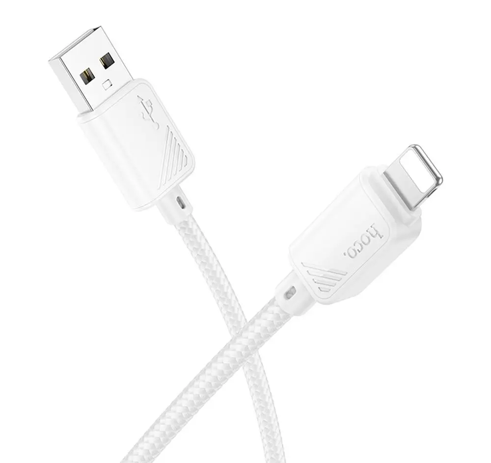Кабель синхронізації Hoco X113 Nylon braided 2.4A USB-A to Lightning 1m White (36776_3609175)