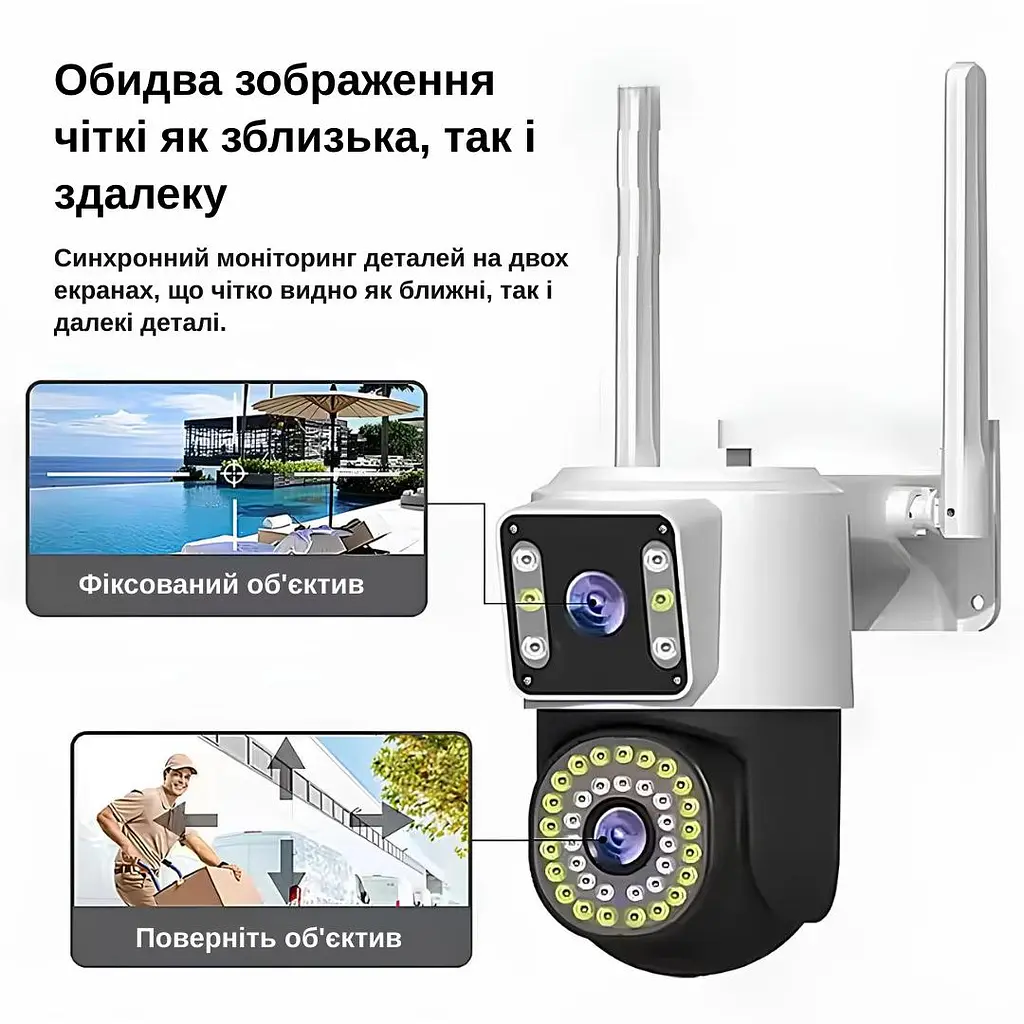 IP-камера уличная с аккумулятором и двойным объективом XON SmartCam Wi-Fi 8000mAh Solar 1080P (KCBSW22VW 3732) Белая - фото 3